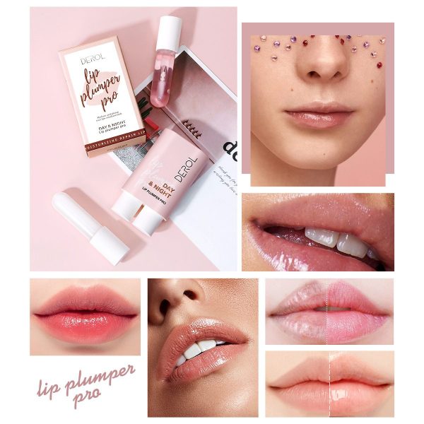 2pcs/set Day Night, Lips Enhancer Serum Plumper, Gloss Moisturizing Nourishing Sexy Plump Lip