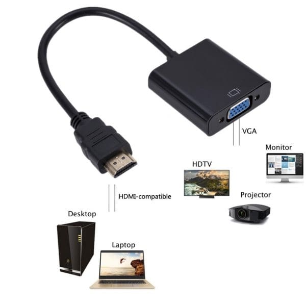 מתאם חיבור HDMI ל VGA. נועד לחיבור מושלם בין המחשב נייד לצג חיצוני