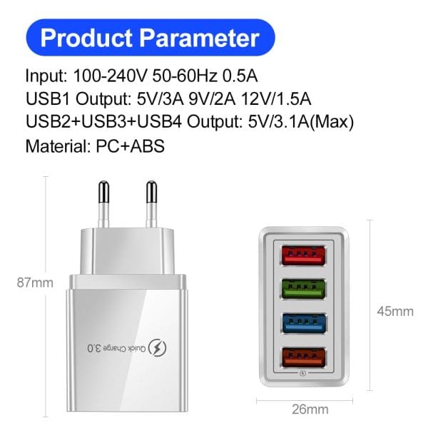 מפצל USB לטעינה מהירה. מתאים לאיפון, סמסונג, שיאומי ועוד…