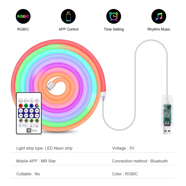 רצועת לד עם חיבור יו.אס.בי. USB LED Strip Light .1M-5M